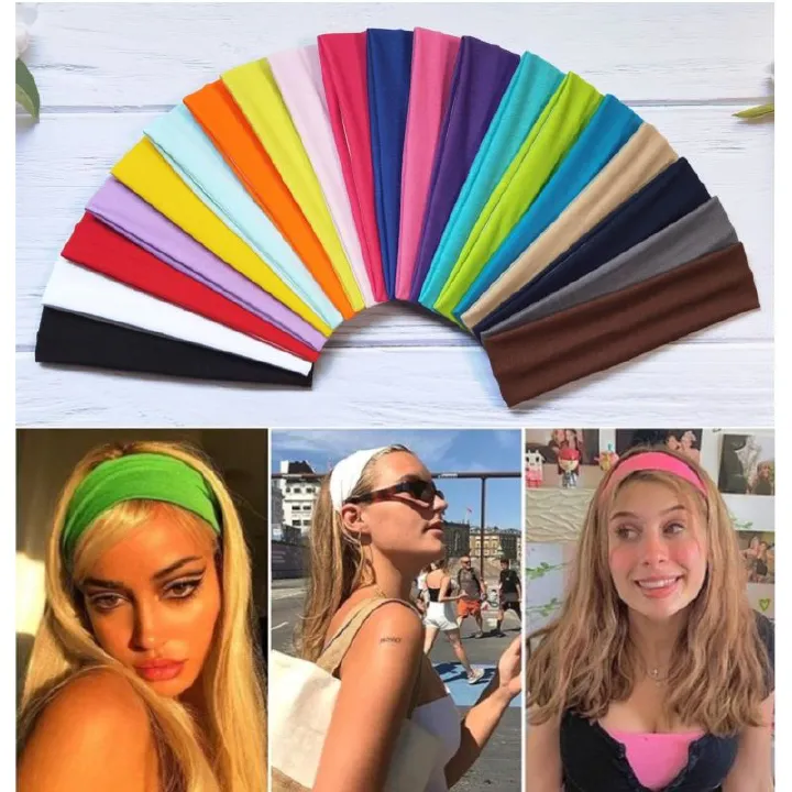 European and American Fashion Solid Color High Elasticity Headband Yoga Sports Headband Hair Accessories Sweat Absorbing Headband Headband Wide Edge Headband