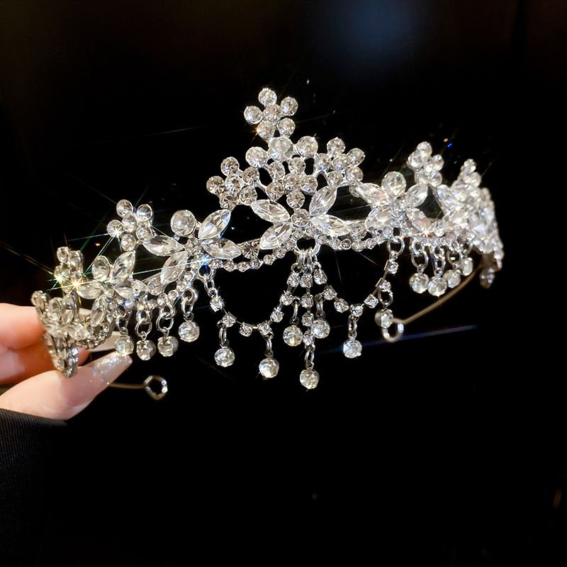 Clearance Sale Diamond studded flower, leaf, hair headband, princess birthday atmosphere, crown headband, light luxury, fashionable and high-end feeling