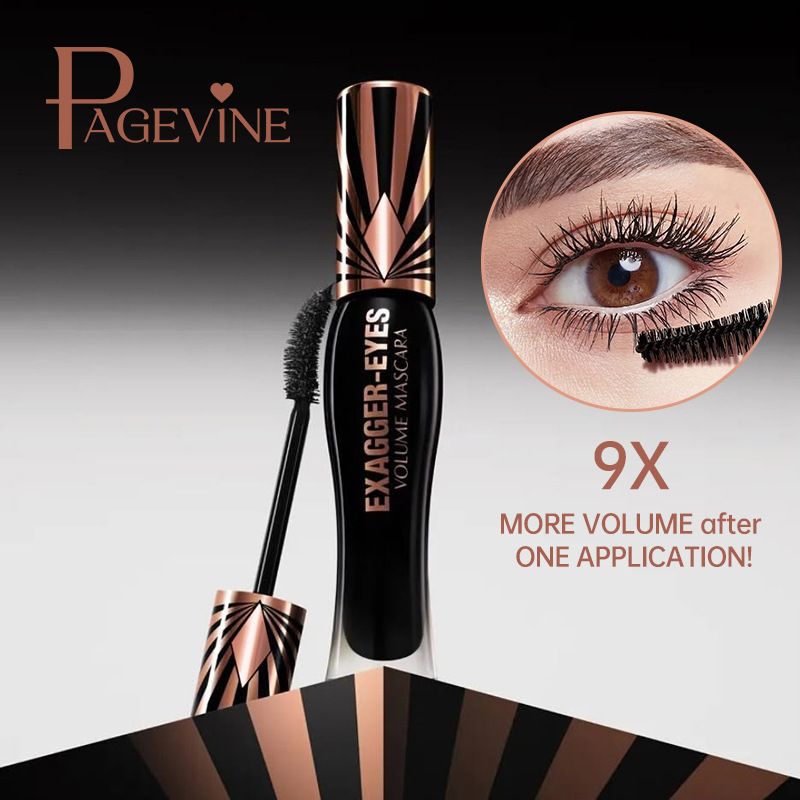 Clearance Sale PAGE VINE Plump eye black for women waterproof, thick, slender, curly eye black makeup 4D Mascara