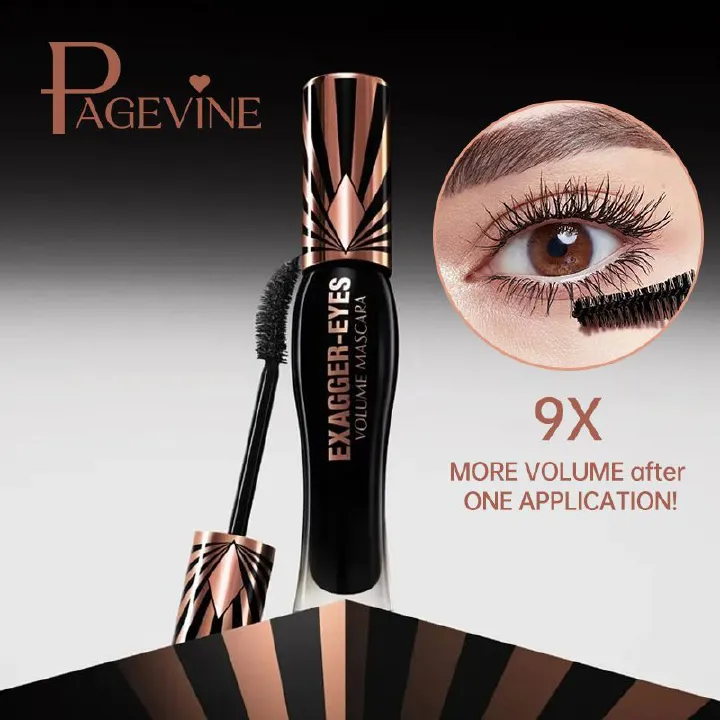Clearance Sale PAGE VINE Plump eye black for women waterproof, thick, slender, curly eye black makeup 4D Mascara