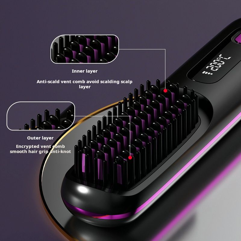 Hot Comb New wireless straight hair comb, rechargeable ceramic electronic comb MINI straightener, portable and non damaging hair comb
