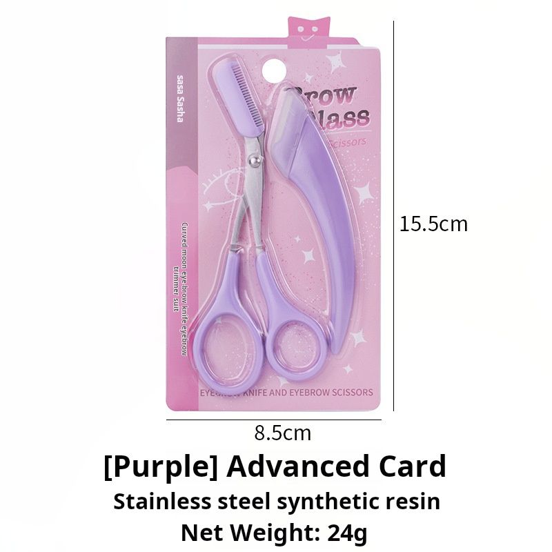 Clearance Sale  Beginner's Safe Eyebrow Trimmer New Eyebrow Trimmer Scissors Anti Scratch Bending Moon Eyebrow Scraper Set for Beginners