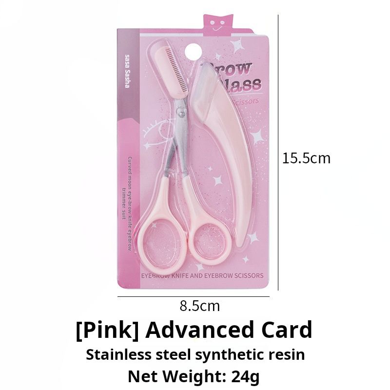 Clearance Sale  Beginner's Safe Eyebrow Trimmer New Eyebrow Trimmer Scissors Anti Scratch Bending Moon Eyebrow Scraper Set for Beginners