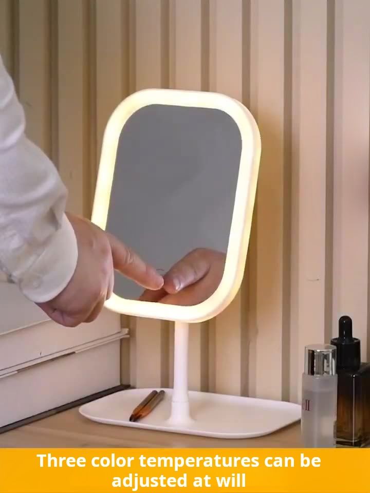 LED light European makeup mirror desktop multifunctional makeup mirror with adjustable lamp desktop makeup mirror LED tri color light adjustable mirror