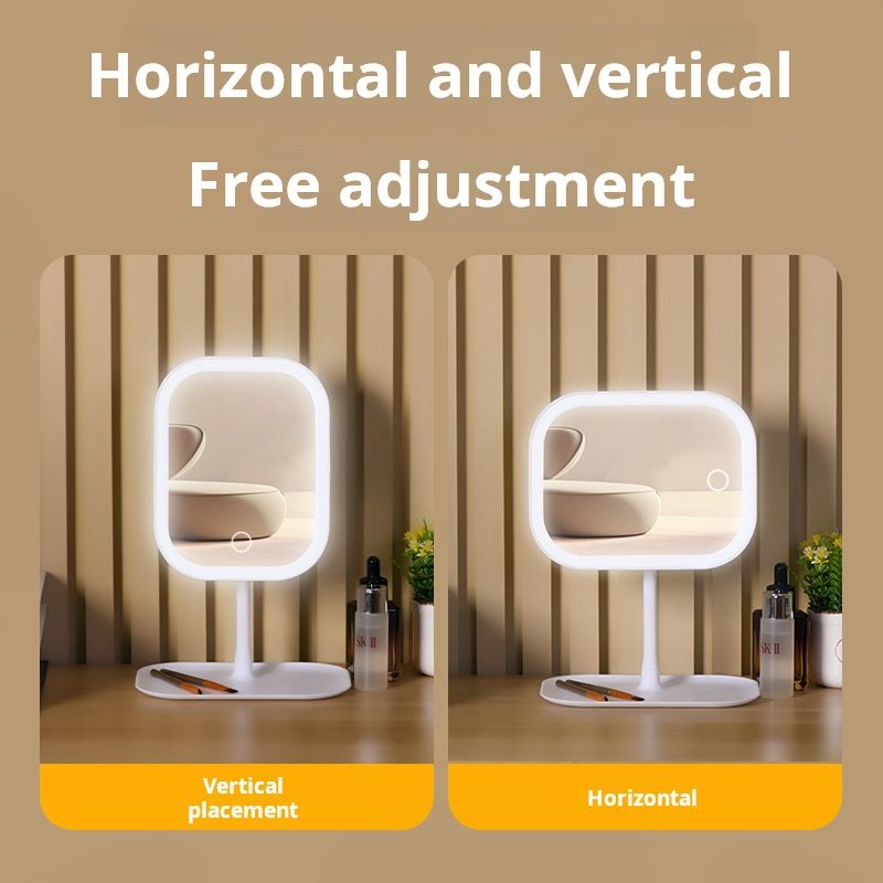 LED light European makeup mirror desktop multifunctional makeup mirror with adjustable lamp desktop makeup mirror LED tri color light adjustable mirror