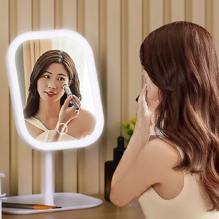 LED light European makeup mirror desktop multifunctional makeup mirror with adjustable lamp desktop makeup mirror LED tri color light adjustable mirror