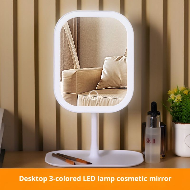 LED light European makeup mirror desktop multifunctional makeup mirror with adjustable lamp desktop makeup mirror LED tri color light adjustable mirror