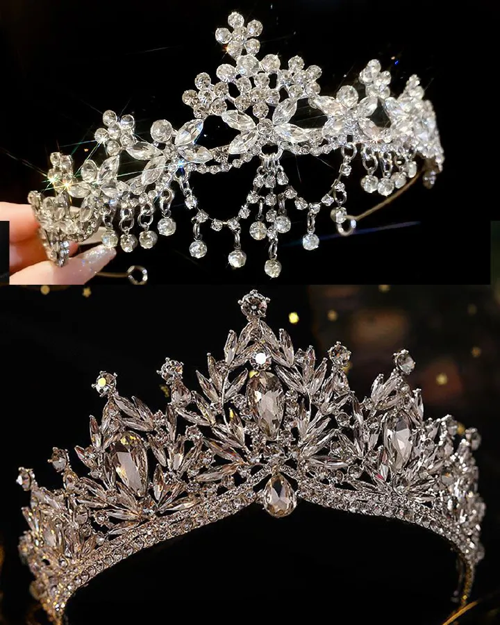 Clearance Sale Diamond studded flower, leaf, hair headband, princess birthday atmosphere, crown headband, light luxury, fashionable and high-end feeling