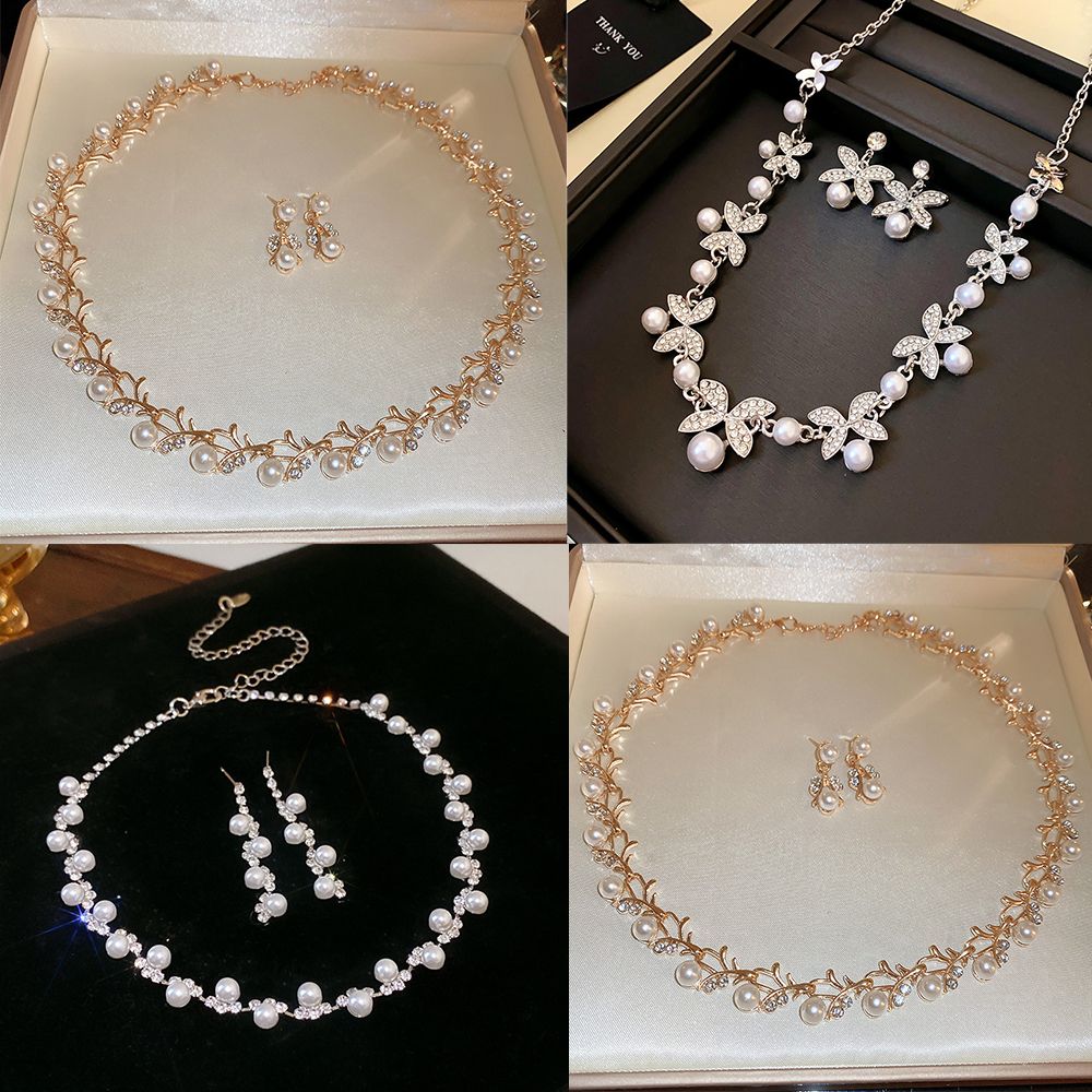 Clearance Sale Vintage pearl necklace, French style light luxury high-end sweater chain, versatile and niche temperament accessory Necklace Earring Set