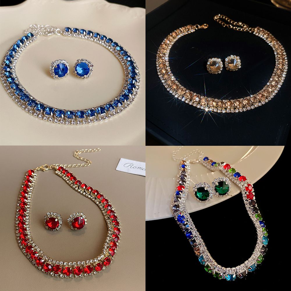 Clearance Sale Necklace, gemstone, women's earring set, collarbone chain, high-end accessory Necklace and earring set