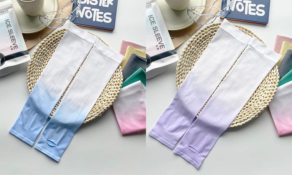 （Clearance Sale）2 pairs Gradient Ice sleeves for summer sun protection, ice silk for UV protection, men's and women's fashion, outdoor driving and cycling sports Two pairs in one combination