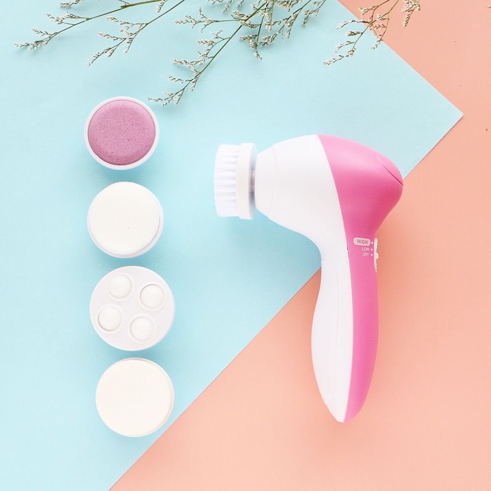 Five in one facial cleanser, electric facial cleanser, facial brush, facial cleansing device, massage beauty device, electric brush, gift