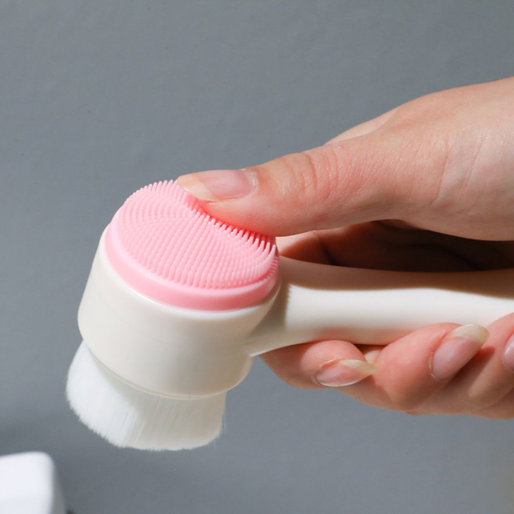 Double sided facial brush with soft bristles and silicone facial cleanser, manual cleansing brush, facial cleansing tool, deep pore cleaning device