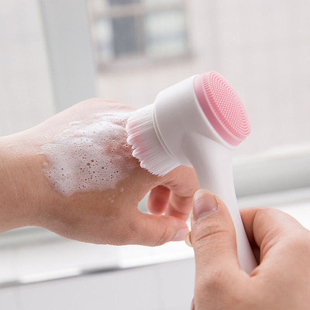 Double sided facial brush with soft bristles and silicone facial cleanser, manual cleansing brush, facial cleansing tool, deep pore cleaning device