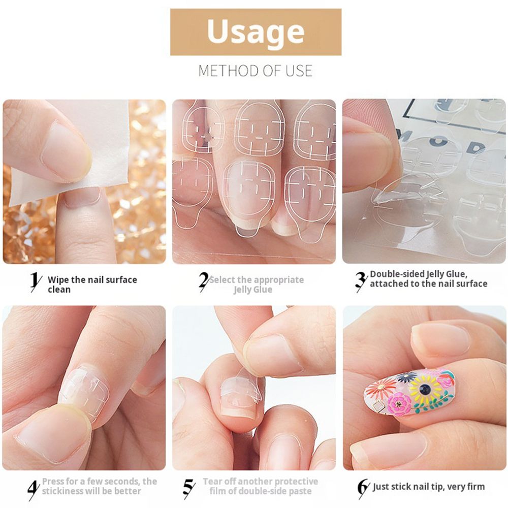 5 Sheets 120pcs/10 Sheets 240pcs/20 Sheets480pcs  double-sided jelly glue false nails art tape sticker DIY tips false nails gel makeup tools