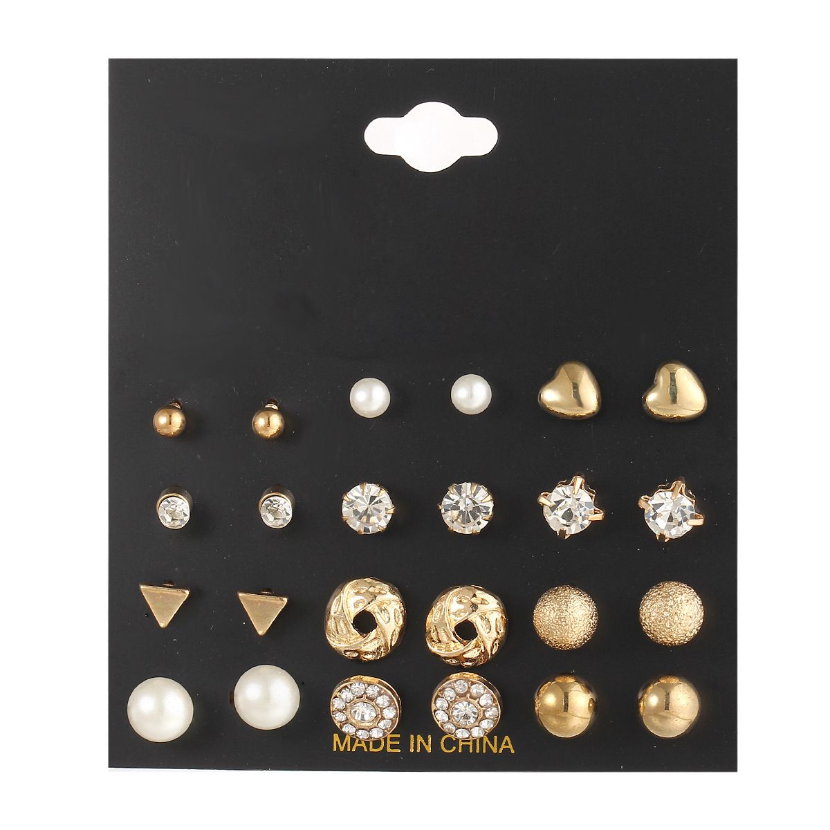 12 pairs of earrings set Diamond pearl earrings stud geometric fashion jewelry trendy personality light luxury high sense earrings girl