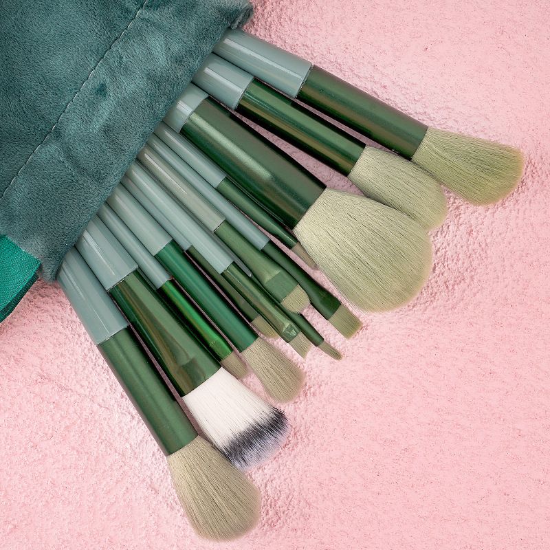 New 13 piece Four Season Makeup Brush Set Super Soft Fiber foundation make-up Repairing Brush Makeup Tool Plush Bag