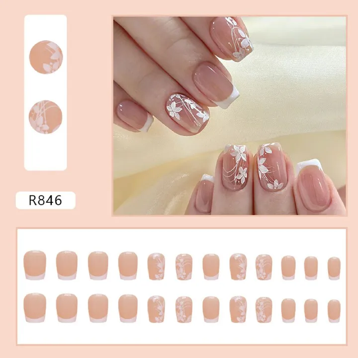 European and American style French style short items popular wearing nail wholesale pure desire style beans semi handmade gradient nail art nail patches detachable nail patches