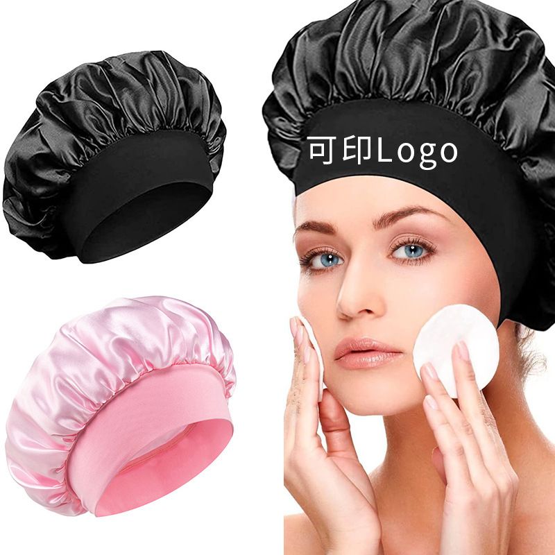 Satin Headscarf Hat Sleeping Bonnet Women Curly Hair Wrap Silk Cap Fashion Head Scarf Headwear Night Sleep Hat Adjust Head Cover Hat For Curly Springy Hair Styling Accessories Soft Elastic Band