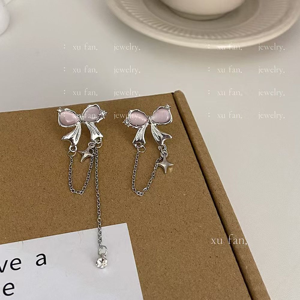 （Clearance Sale）Fashion bow ear clip without ear piercing senior sense niche ear long retro earring jewelry women