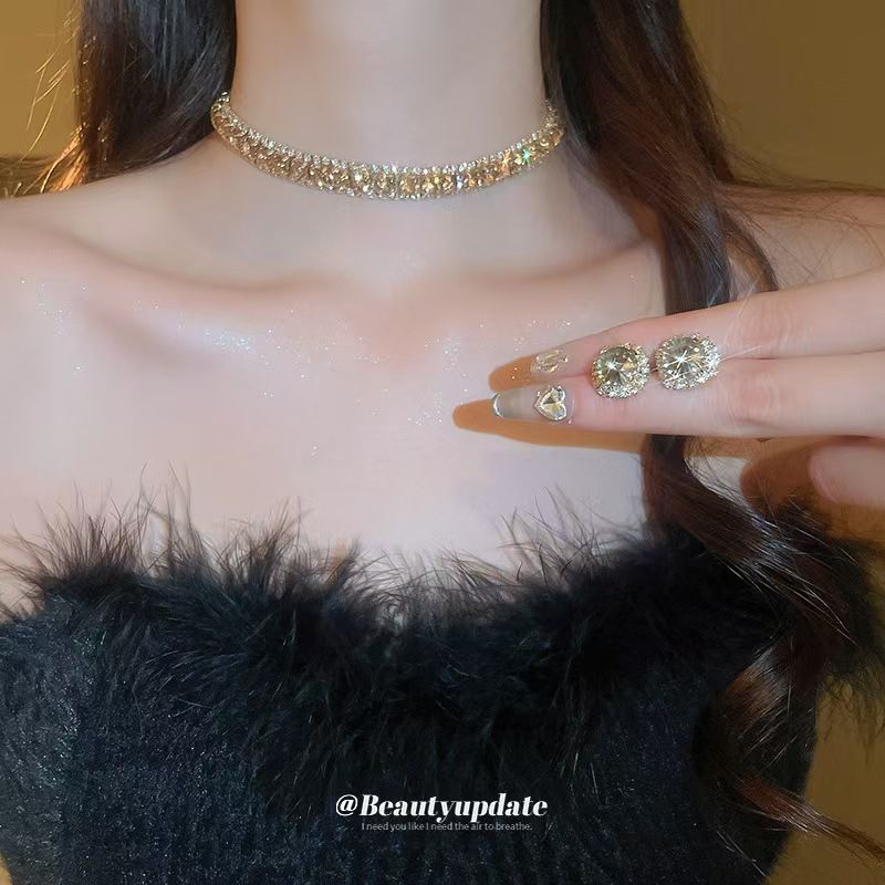 Clearance Sale Necklace, gemstone, women's earring set, collarbone chain, high-end accessory Necklace and earring set