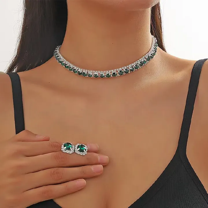 Clearance Sale Necklace, gemstone, women's earring set, collarbone chain, high-end accessory Necklace and earring set