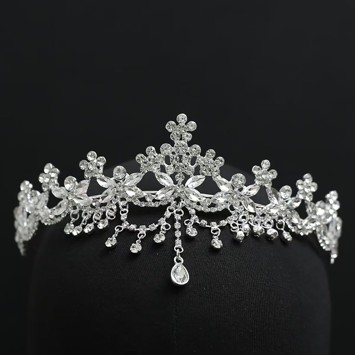 Clearance Sale Diamond studded flower, leaf, hair headband, princess birthday atmosphere, crown headband, light luxury, fashionable and high-end feeling