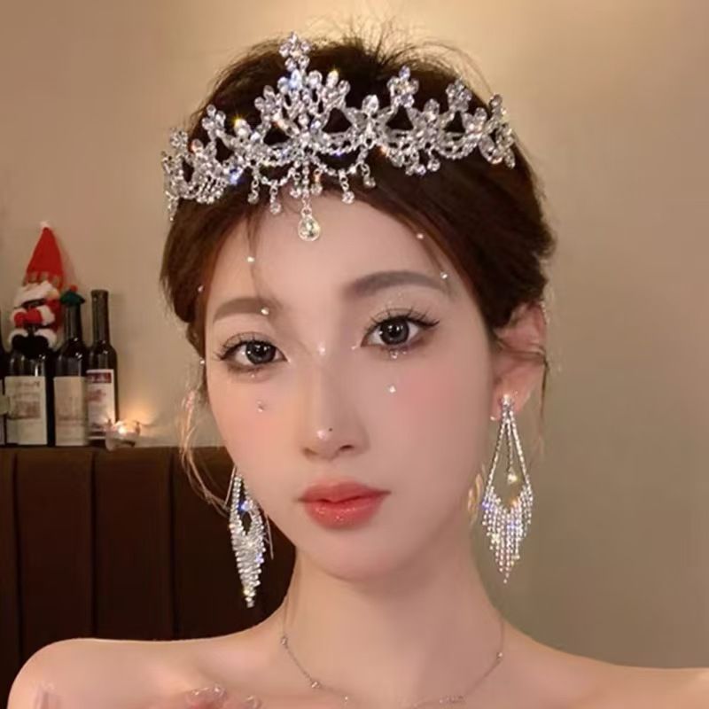 Clearance Sale Diamond studded flower, leaf, hair headband, princess birthday atmosphere, crown headband, light luxury, fashionable and high-end feeling