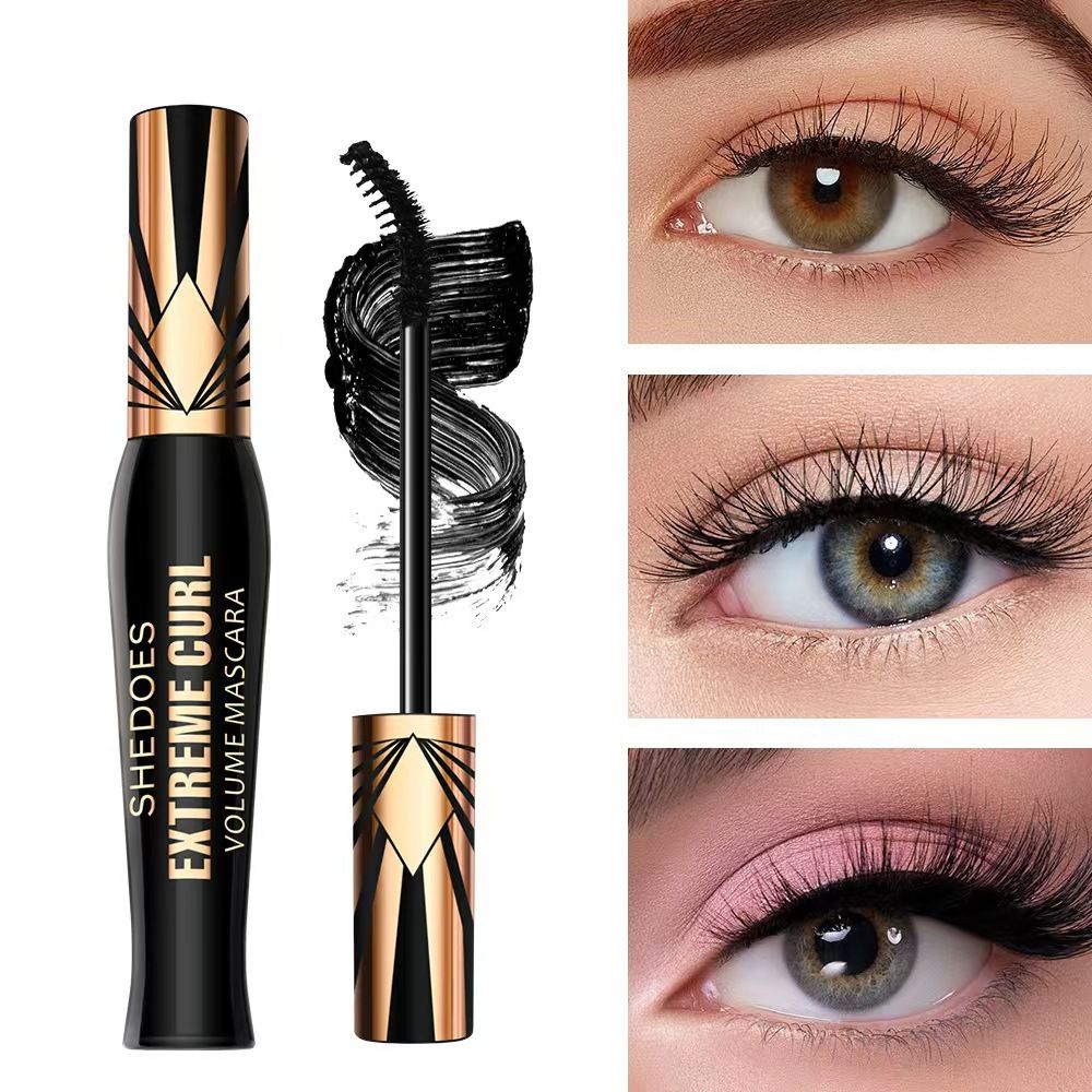 Clearance Sale PAGE VINE Plump eye black for women waterproof, thick, slender, curly eye black makeup 4D Mascara