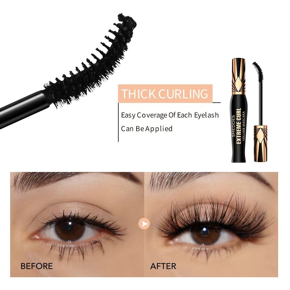 Clearance Sale PAGE VINE Plump eye black for women waterproof, thick, slender, curly eye black makeup 4D Mascara
