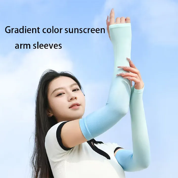 （Clearance Sale）2 pairs Gradient Ice sleeves for summer sun protection, ice silk for UV protection, men's and women's fashion, outdoor driving and cycling sports Two pairs in one combination