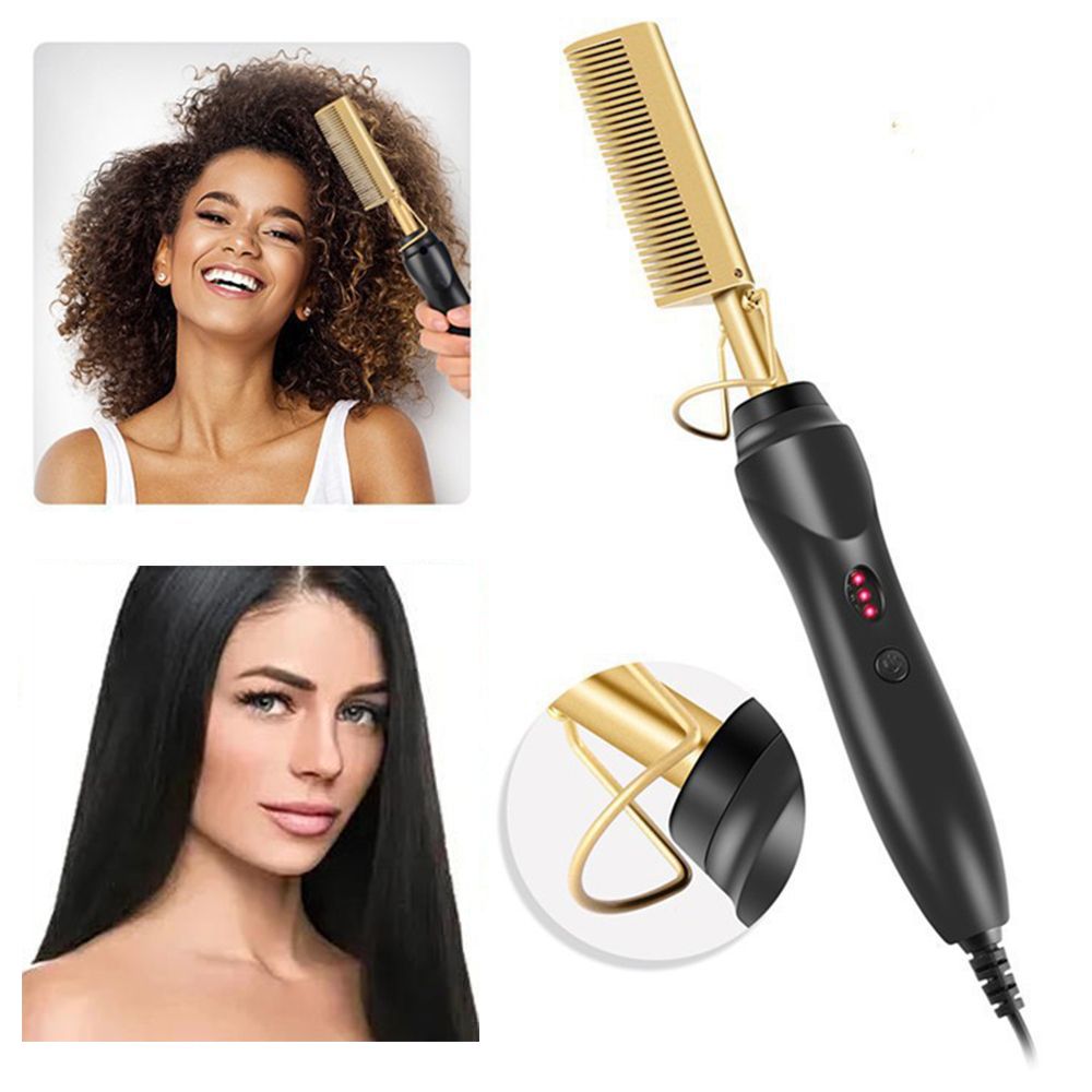 Hot Comb Bangs wet and dry copper comb straight hair curling rod household straightening multi-function electric heated comb straight hair comb