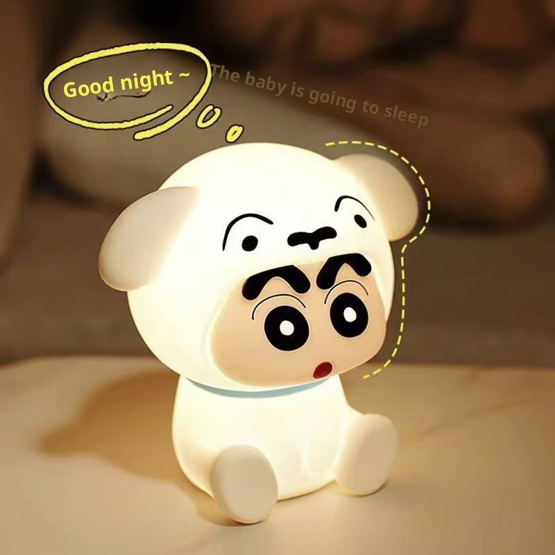 Crayon Shin-chan Little Panda Xiao Bai Night Light Bedside Bedroom Baby Sleep Infant Nursing Snap Light Soft Light Eye Protection Desk Lamp