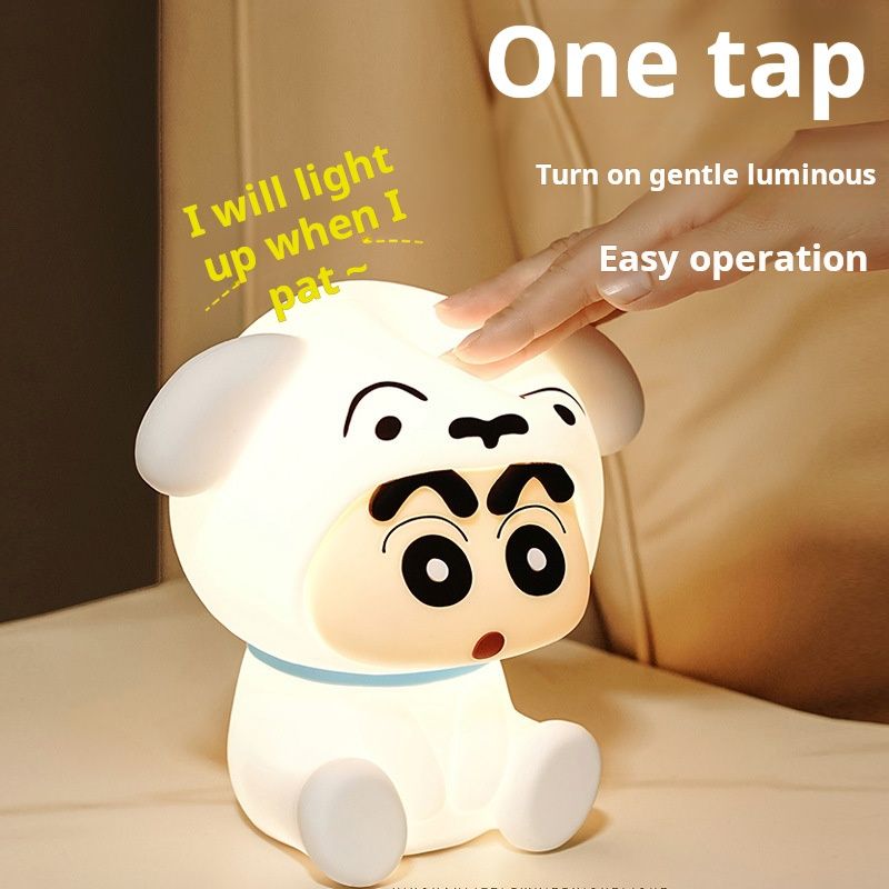 Crayon Shin-chan Little Panda Xiao Bai Night Light Bedside Bedroom Baby Sleep Infant Nursing Snap Light Soft Light Eye Protection Desk Lamp