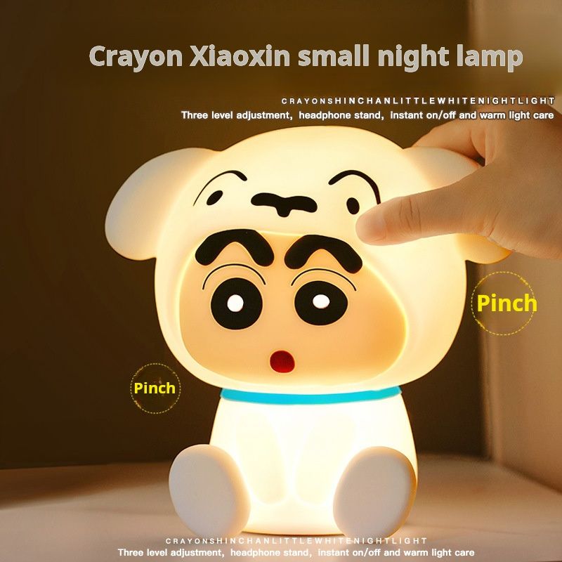 Crayon Shin-chan Little Panda Xiao Bai Night Light Bedside Bedroom Baby Sleep Infant Nursing Snap Light Soft Light Eye Protection Desk Lamp