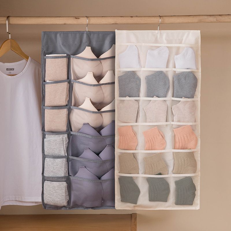 Fabric Wall Mounted Underwear Storage Bag Sock Storage Hanging Bag Home Wardrobe Hanging Underwear Double sided Storage Bag Storage Bag