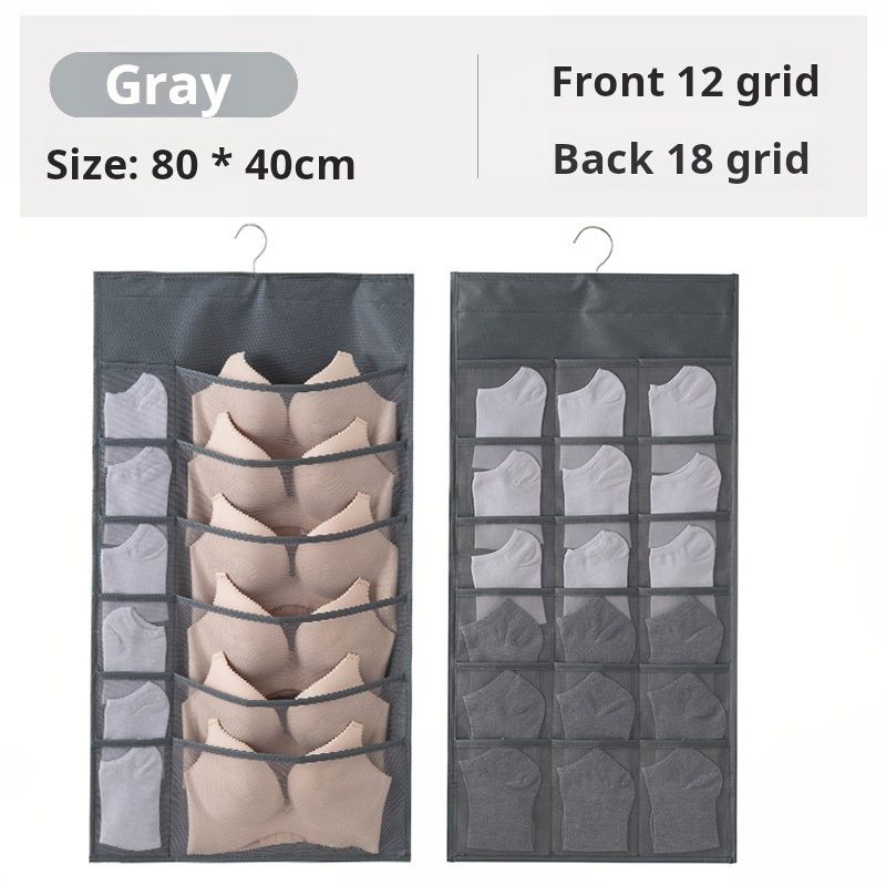 Fabric Wall Mounted Underwear Storage Bag Sock Storage Hanging Bag Home Wardrobe Hanging Underwear Double sided Storage Bag Storage Bag