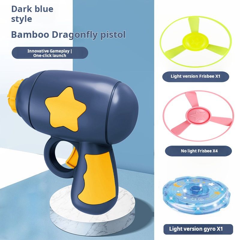 Children's toy glowing bamboo dragonfly catapult pistol spinning flash frisbee frisbee