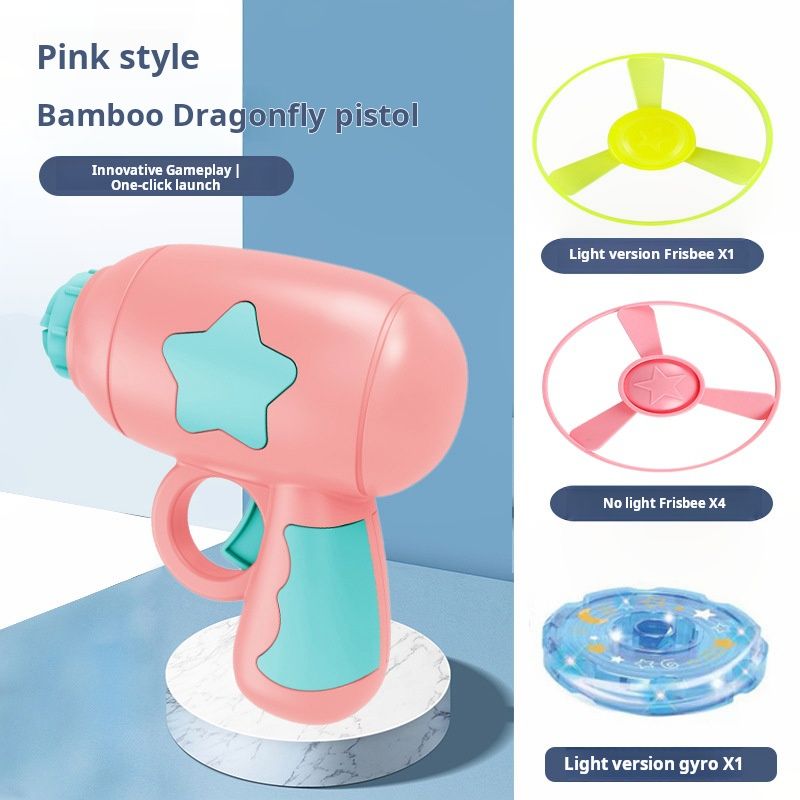 Children's toy glowing bamboo dragonfly catapult pistol spinning flash frisbee frisbee