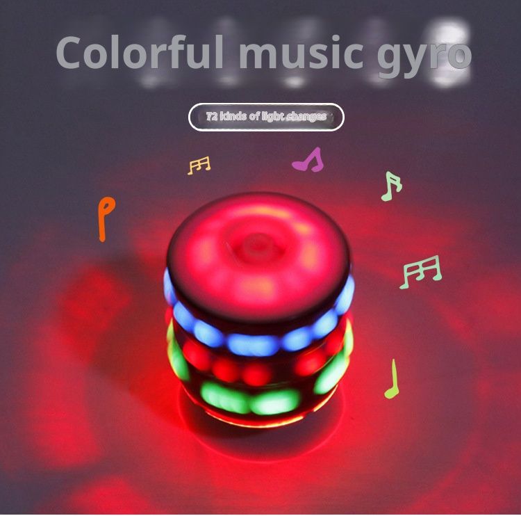 Laser gyroscope nostalgic toy square hot selling automatic rotation dazzling rainbow with music imitation wood glowing children
