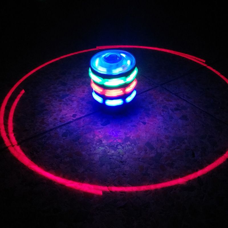 Laser gyroscope nostalgic toy square hot selling automatic rotation dazzling rainbow with music imitation wood glowing children