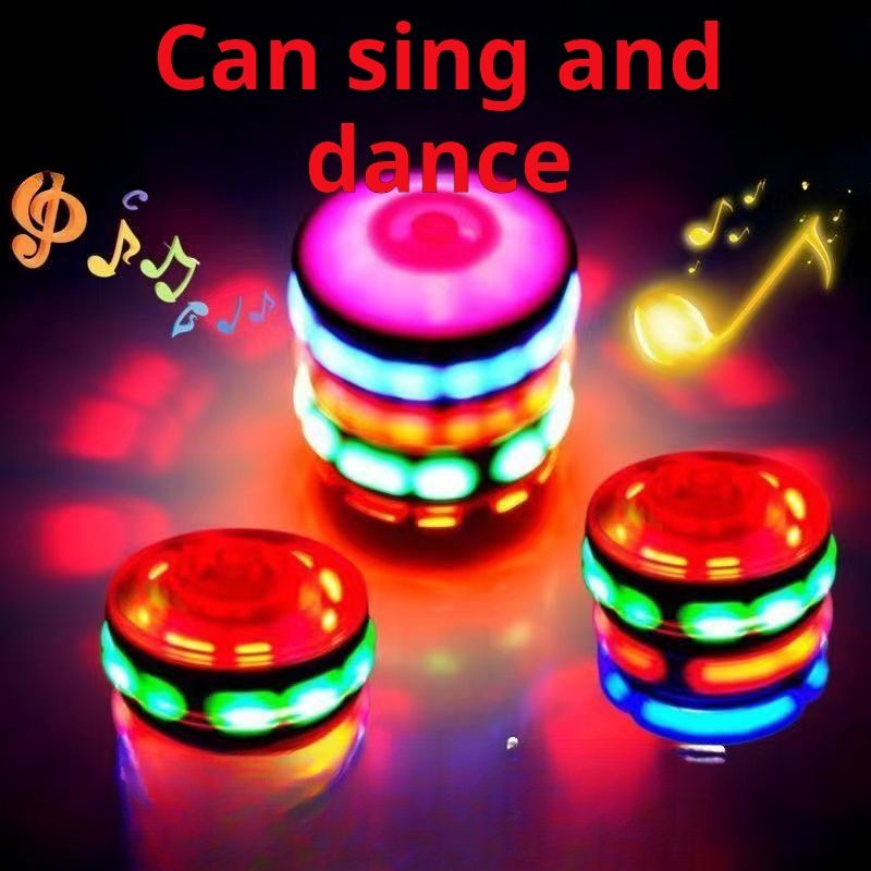 Laser gyroscope nostalgic toy square hot selling automatic rotation dazzling rainbow with music imitation wood glowing children