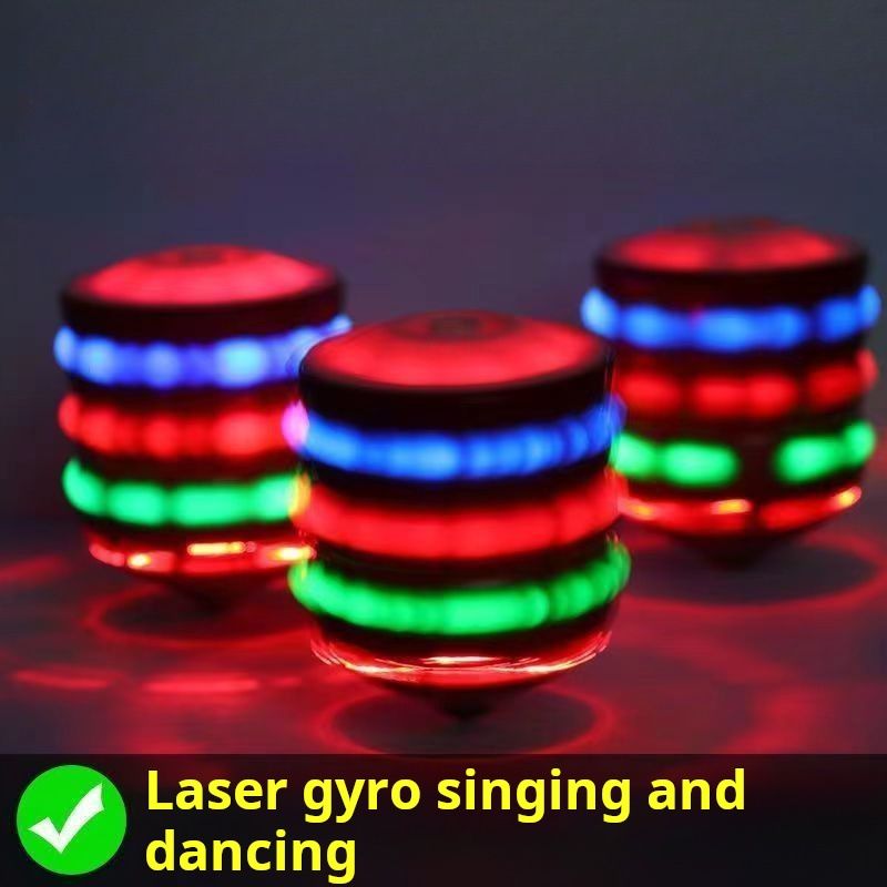 Laser gyroscope nostalgic toy square hot selling automatic rotation dazzling rainbow with music imitation wood glowing children
