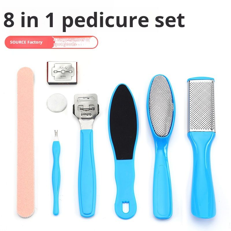 8-piece professional foot repair tool set, foot care set, stainless steel exfoliating and foot grinding set, beautiful foot file, foot skin scraper, foot repair knife set, cleaning foot care