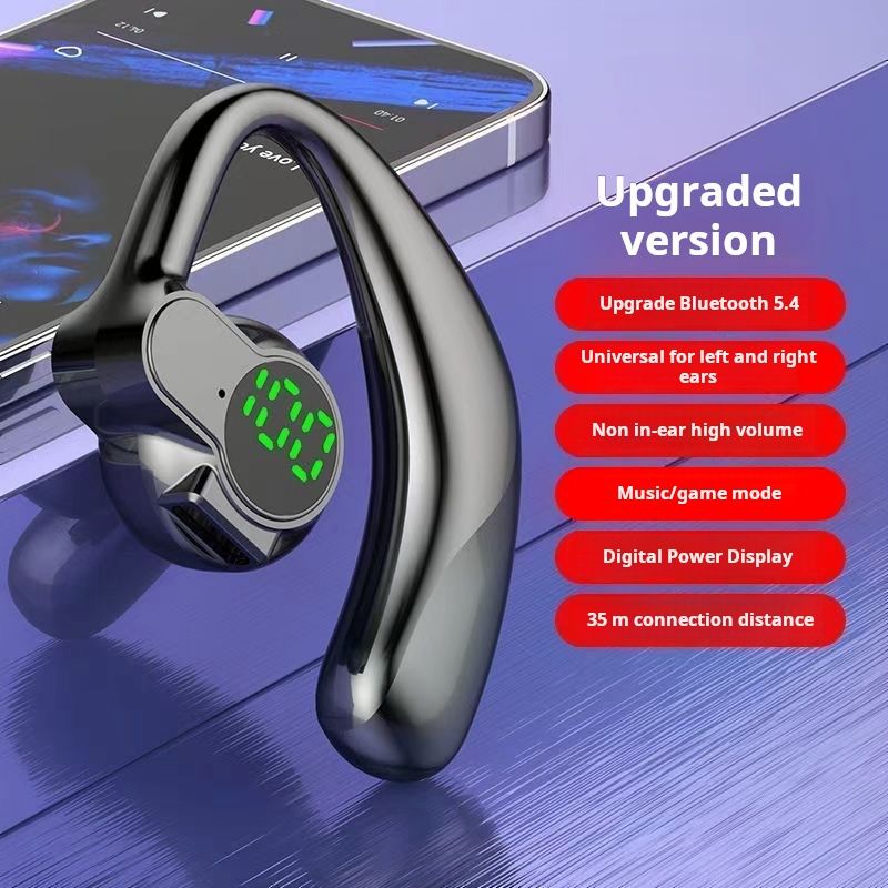 Left and right wearable single ear ultra long battery life mobile phone universal digital display rotatable sports Bluetooth earphones hanging on the ear