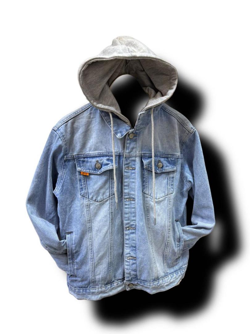 Hooded blue denim jacket