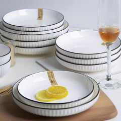 24-Piece Japanese Ceramic Dinner Set – 12 Plates, 6 Bowls & 6 Mugs
