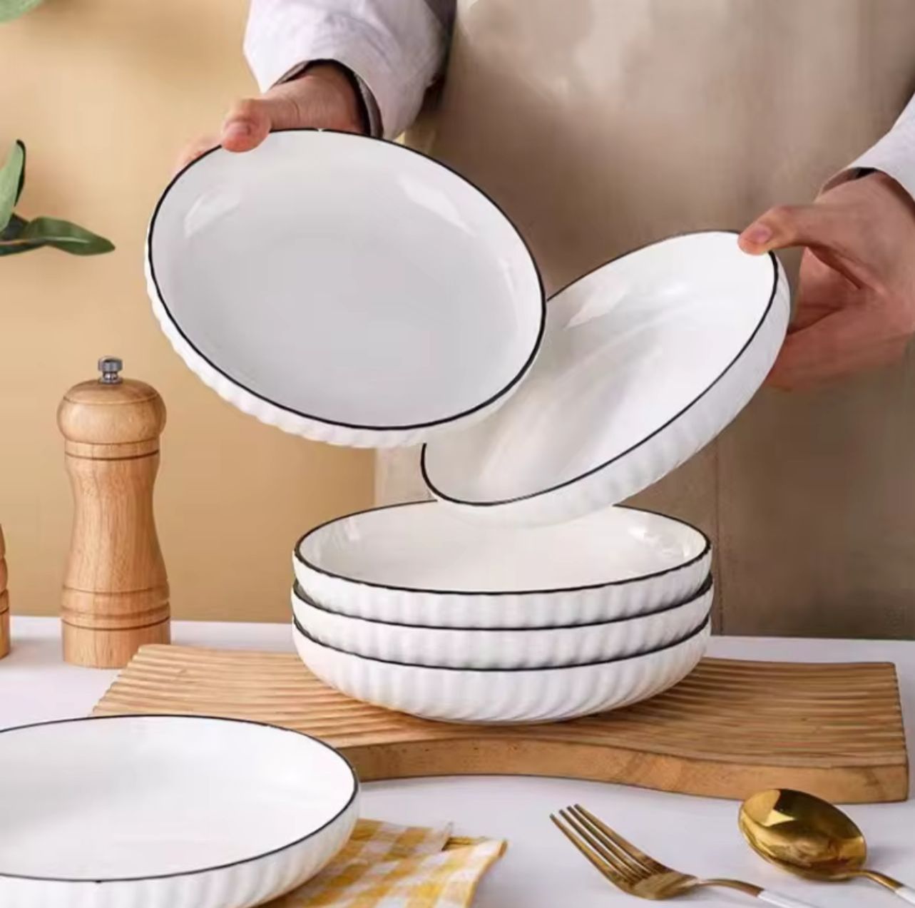 OFFER  OFFER Japanese '8' Big Dinner Plates 6pcsPremium Quality Ceramic Dinner Plate Set – Elegant and Durable