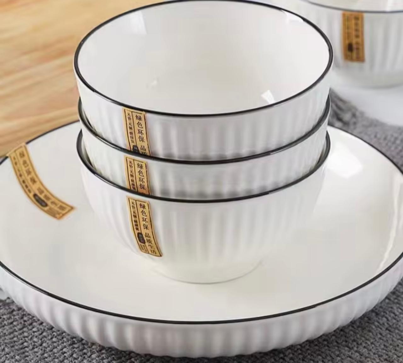 🔥 Mega Deal! 6PCS Ceramic Soup Bowls 🥣 Thick & Heat-Safe • Elegant Black Rim + FREE Gift Included 🎁✨