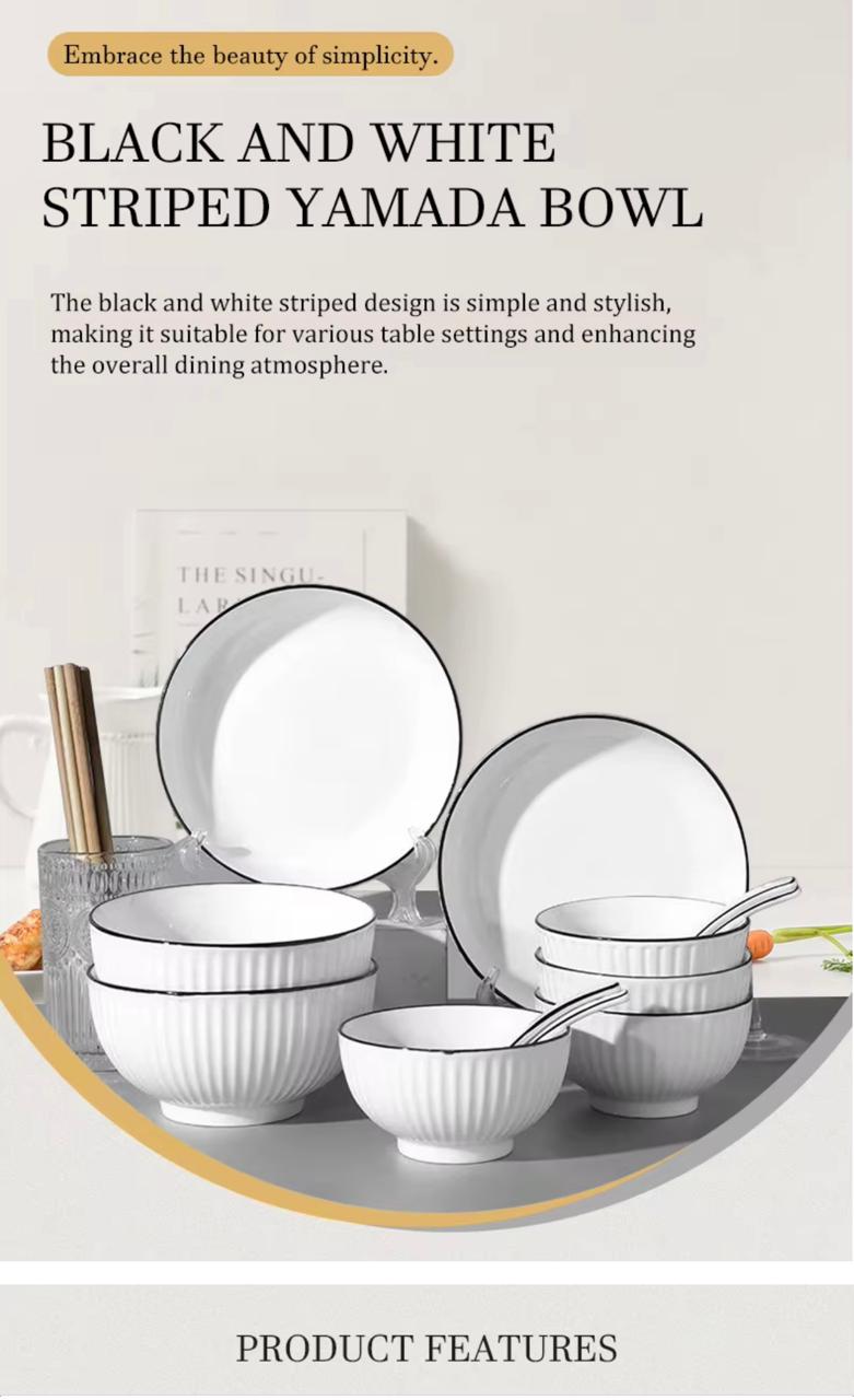 🔥 Mega Deal! 6PCS Ceramic Soup Bowls 🥣 Thick & Heat-Safe • Elegant Black Rim + FREE Gift Included 🎁✨